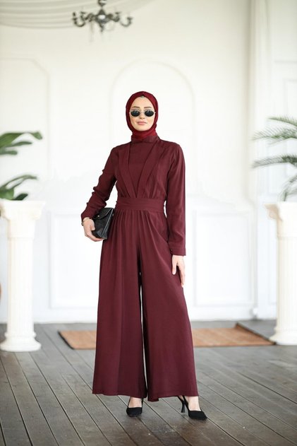 Tesettür Ceylin Tulum Bordo-Model 558