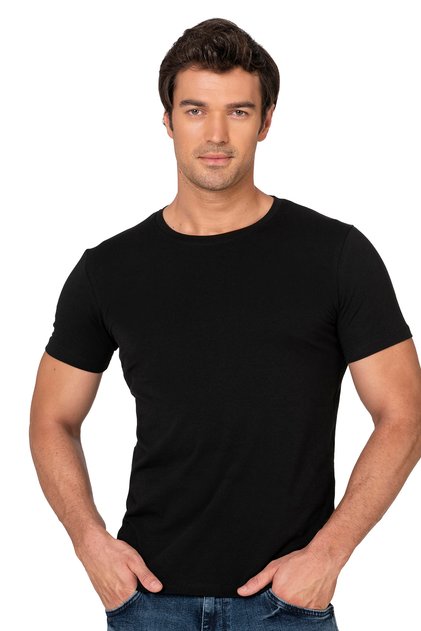 Özkan 10265 Erkek %95 Pamuklu Likralı Esnek Rahat Kapalı Yaka Kısa Kollu T-Shirt Atlet Fanila