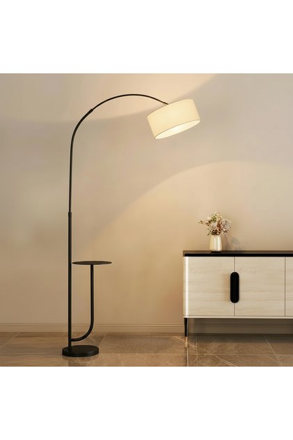 Floor Lamp with 3 Lighting Colors and Adjustable Pure Natural Black Marble Shelf