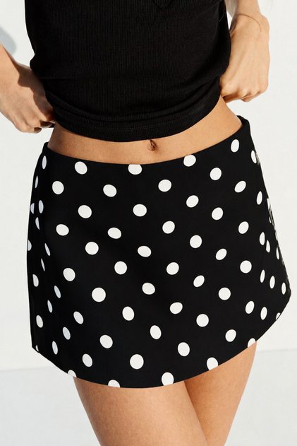 Women's New Season Polka Dot Black Mini Skirt