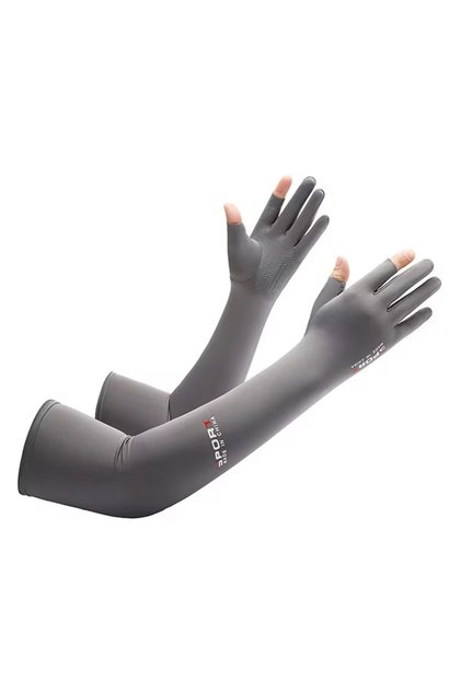 as picture Grey 1Pair Sport Arm Sleeves Cycling Running Fishing Climbing Arm Cover Sun UV Protection