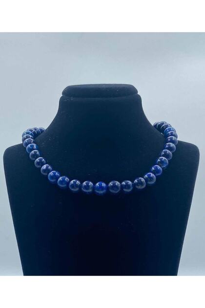 Lapis Lazuli Natural Stone Necklace 8 Mm Sphere Cut