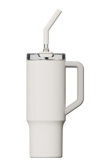 Straw Mug , Stainless Steel Thermos Cup with Handle, Large Capacity 1.2 L for Sports Car cup