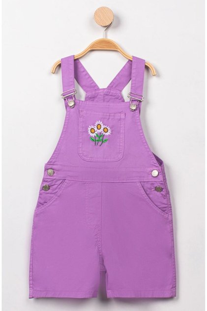 Girls' Salopet - Cotton Linen with Embroidery Details
