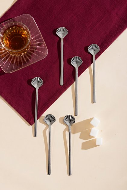 Etn-112 Oyster Stainless Steel 6-Piece Teaspoon Set