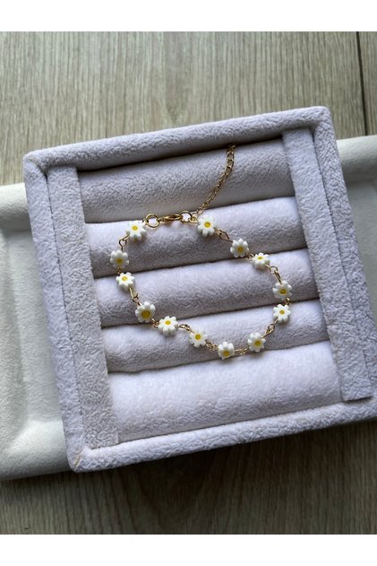 Daisy Natural Stone Steel Bracelet Handmade