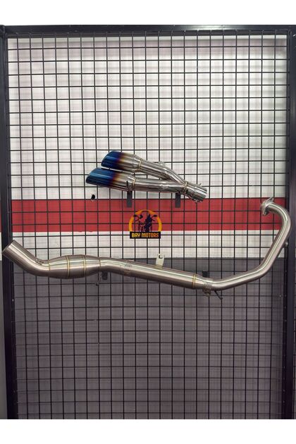 CF MOTO NK250 VE SR250 HEADERS+ BUKALEMUN AKRAPOVİÇ ÇİFT ÇIKIŞ EGZOZ 51MM SET