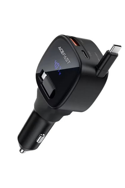 شاحن سيارة سريع B17 بقوة 95 واط مع كابل USB-C قابل للسحب مدمج