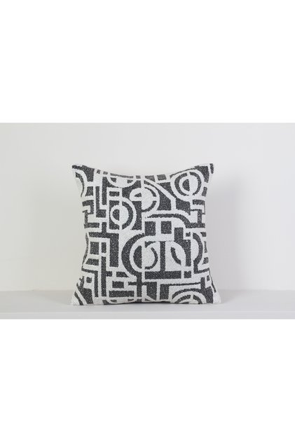 Black and White Geometric Patterned Decorative Throw Pillow Cover Modern Design