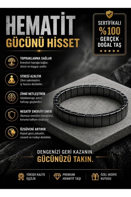 Hematit Orijinal Doğal Taş Bileklik Özel Kesim
