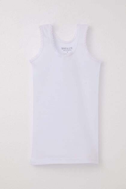 Girl's Thick Strap Undershirt 3-13 Years, White