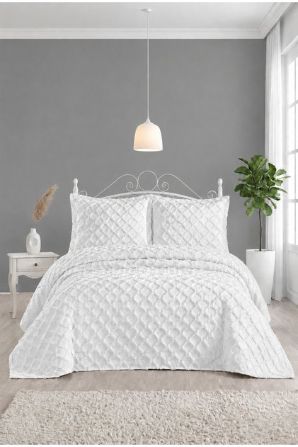 Cream Double Bohemian Pique Set Seasonal 240X250 Bedspread Set Rozella