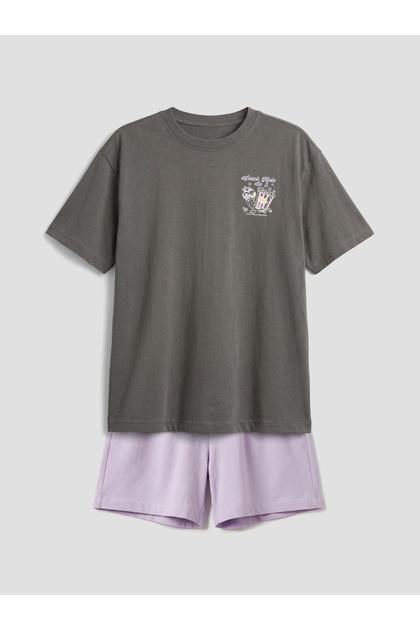 Set de pijamale scurte imprimate pentru fete