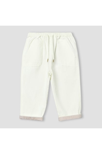 Regular Fit Pants with Striped Cuffs, Elasticated Drawstring