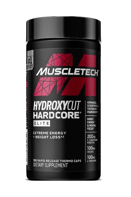 Hydroxycut Hardcor.e Elite - Energy & Metabolism Support for Men & Women - 270 mg Caffeine Anhydrous & 200 mg Green Coffee Extract - Rapid Release Capsules - 100 Count