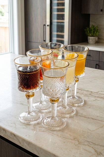Asri Set of 6 Gold Gilded Footed Coffee and Water Glasses 160 Cc | Glass Presentation Cup Set
