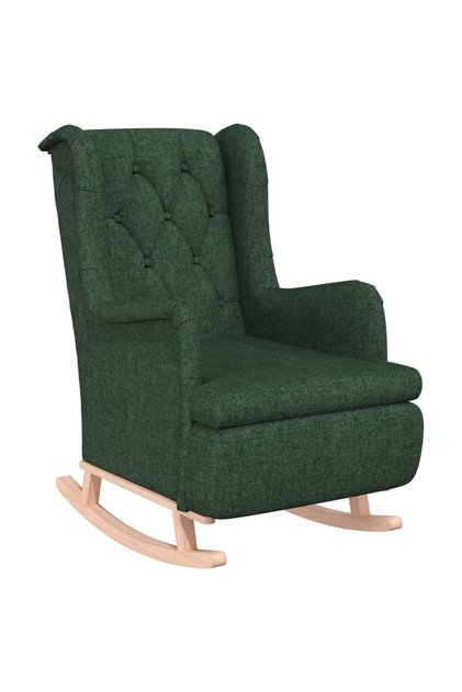 Fotoliu picioare balansoar din lemn hevea verde închis textil