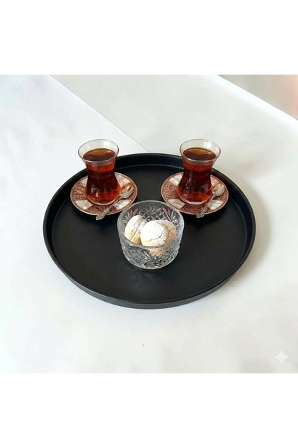 Tray Metal Tea Tray Coffee Tray Presentation Breakfast Tray-30 cm Small Size