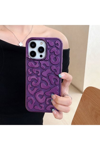 Compatible with iPhone 16 Pro Max - Shiny Protruding Leopard Pattern Silicone Case with Side Panels