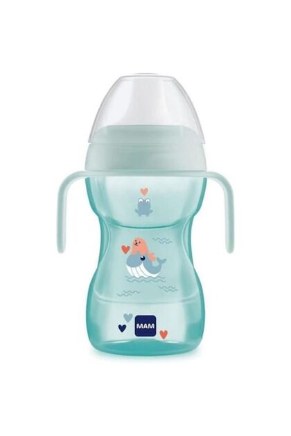 Sticlă din polipropilenă, anti-scurgere, cu cioc și mânere, 270 ml Fun to Drink Cup, 856624, Albastru 6-9 luni 9-12 luni