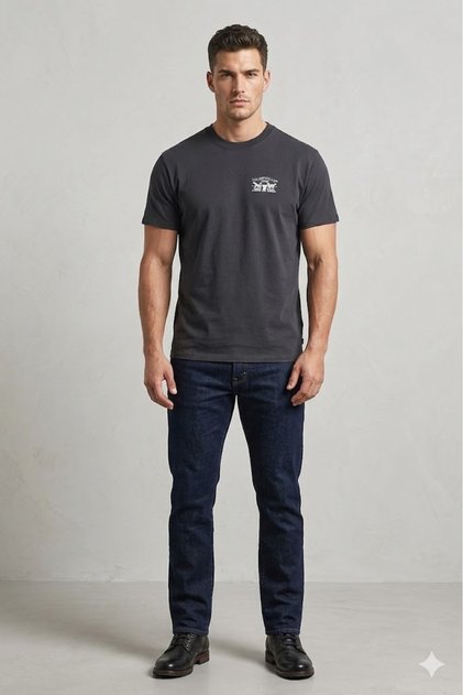 Vintage Cut Printed Round Neck T-Shirt, Jet Black