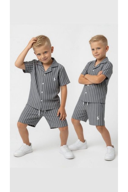 Men's Shirt and Shorts Striped Suit