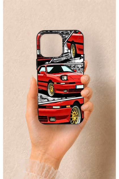 iPhone 15 Pro Max Compatible Red Supra Patterned Silicone Case
