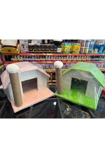 Peluş Kedi Evi - Tırmanma tahtalı Set - mdf sert ahşap, kaliteli peluş kaplama, kaliteli kedi evi