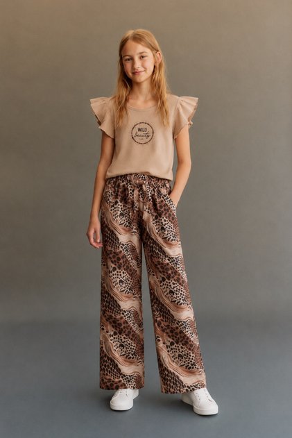 Girl's Modern Patterned Wide-Legged Suit