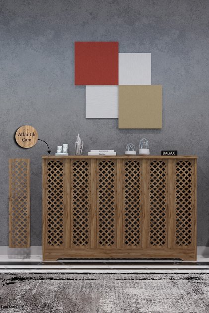 Petek Kaplama Kalorifer Peteği Kapatma Dekoratif Radyatör Kapağı Petek Dolabı Petek Üstü Dresuar Modern Petek Gizleme İÇ ÖLÇÜ 116 CM DIŞ ÖLÇÜ 120 CM