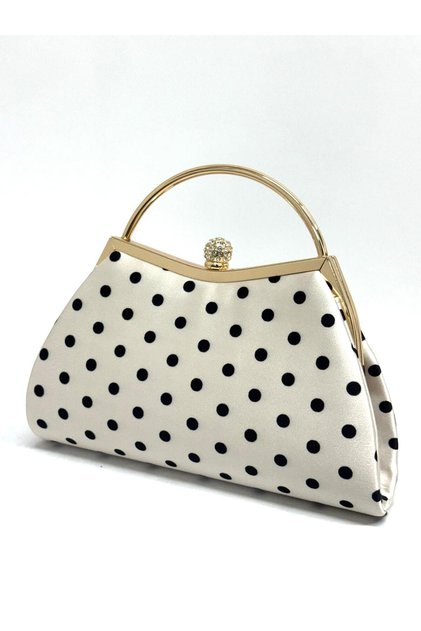 Women's Polka Dot Evening Dress Clutch Chain Strap Hand and Shoulder Wedding Engagement Evening Bag