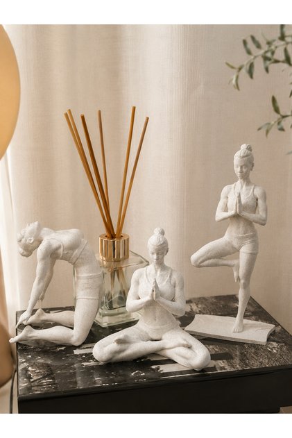 Yoga ve Meditasyon Temalı Dekoratif Kadın Figürleri Seti (3'lü Biblo Set)