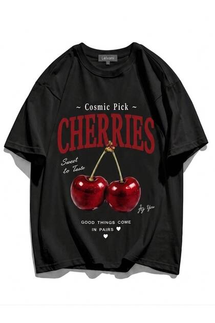 Cosmic Pick Cherries Good Things Come in Paris Cherry Printed T-Shirt