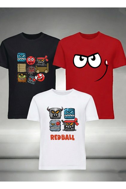 Redball Printed 3-Piece Combination Regular Fit 100% Cotton Children's T-Shirt