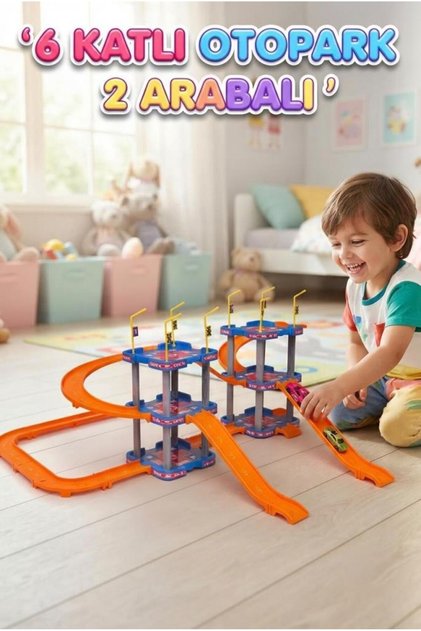 6-Story Large Car Parking Garage - 83 Pieces Fun Educational Super Garage Set with 2 Cars