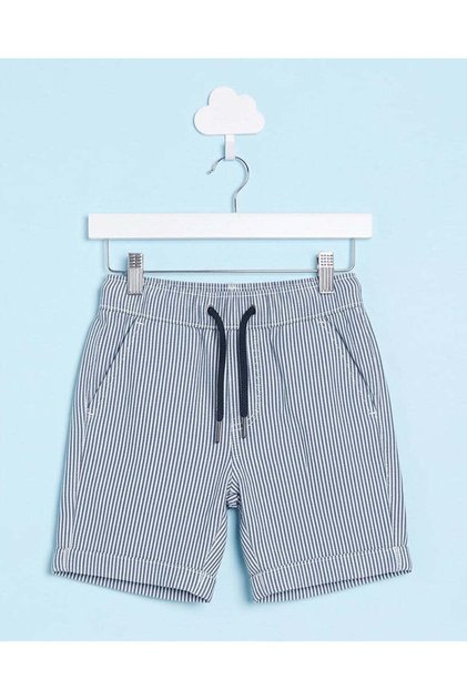 Infant Boys Blue And White Striped Cotton Shorts