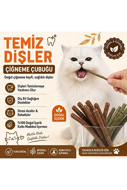 Temiz Dişler Matatabi Çiğneme Çubuğu – Doğal Kedi Oyuncağı 4 Adet