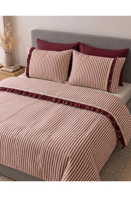 Breathable, Luxurious, Iron-Free, 100% Cotton Linen Duvet Cover Set Suitable for 4 Seasons, with 4 Pillowcases.