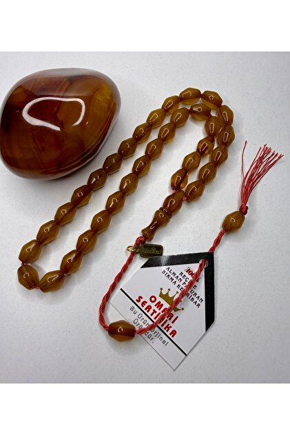 8,4/11.3 mm Omari Istanbul Cut Countersunk Sealed Signed Certified Stick-Cut Amber Prayer Beads