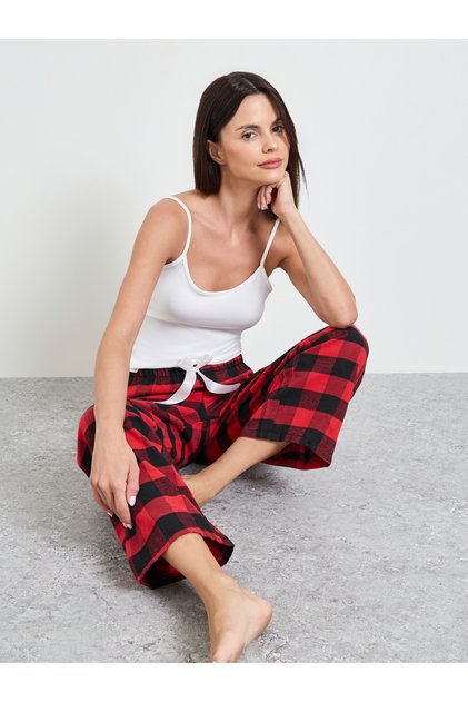 Red Plaid Flannel Straight Pyjama