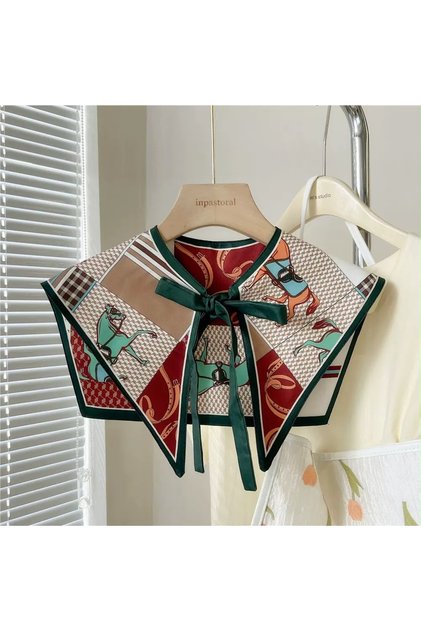 Patterned Tie-Back Collar Scarf Women's Shawl Collar Accessory Elegant and Stylish Design