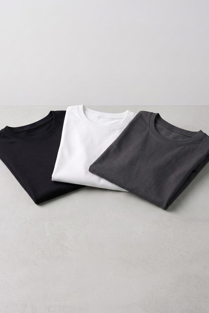 Kız Erkek Çocuk Basic Tişört 3'lü Set Pamuklu Uzun Kollu Çocuk Tişört 2-13 Yaş T-Shirt