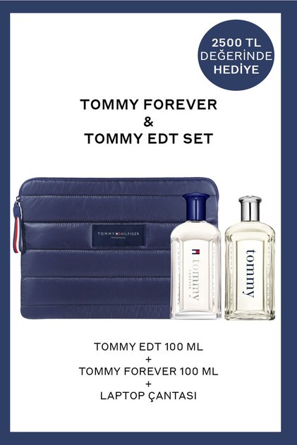 Tommy Forever EDT 100 ml Erkek Parfüm + Tommy EDT 100 ml Erkek Parfüm + Laptop Çantası
