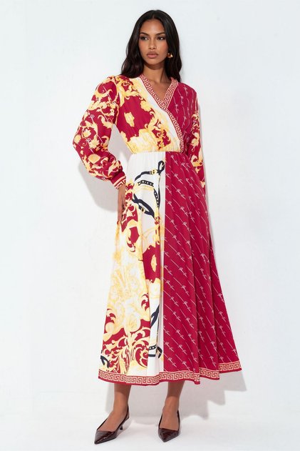 Msn Patterned Belted Maxi Dress