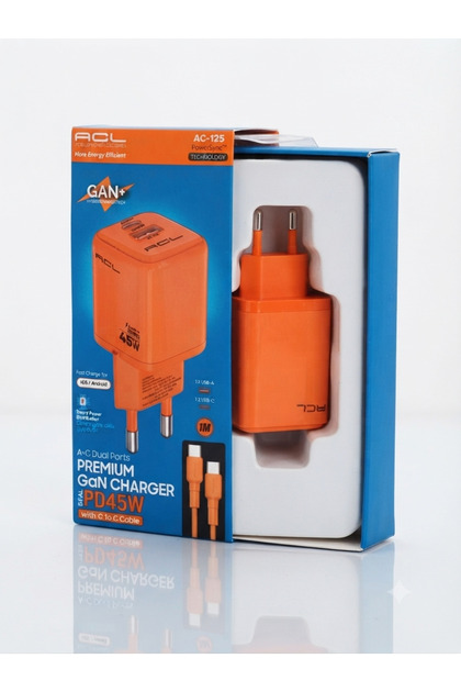 Aura Akse 45W Type-C/USB-A GaN Hızlı Şarj Cihazı + Type-C Kablo