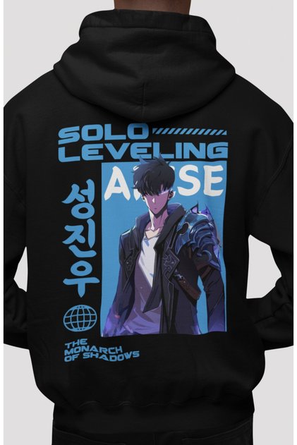 Solo Leveling Sung Jinwoo Arise Anime Back Printed Unisex Oversize Combed Cotton Hoodie