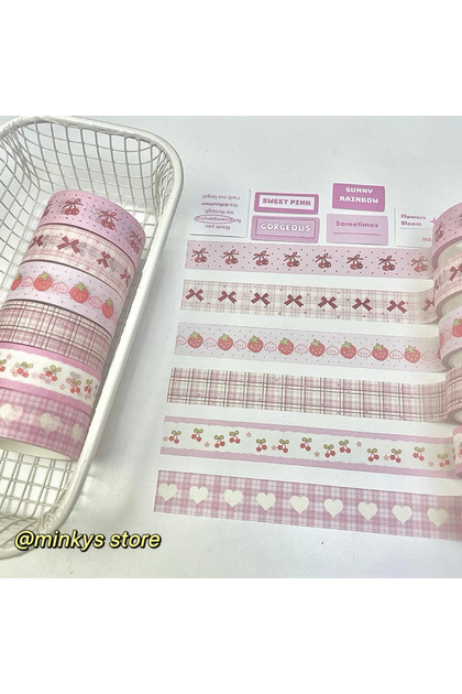 A 6pcs/Pack Kawaii Strawberry Decorative Tape Set DIY Hand Book Material School Stationery