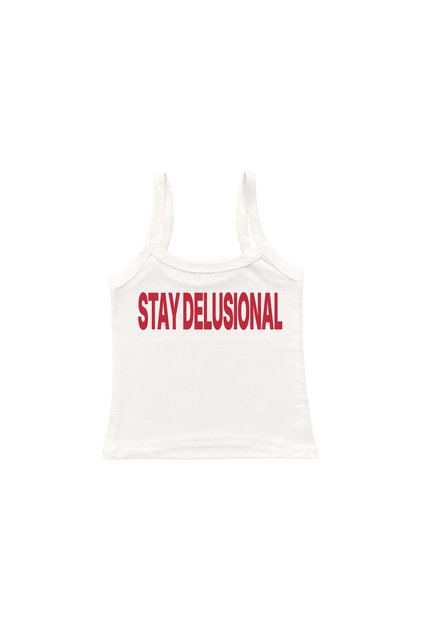 Stay Delusional Baskılı Askılı Bluz