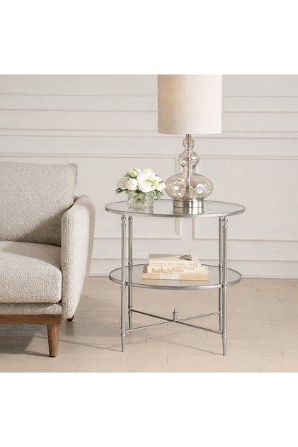 Henzler 68 W x 66 H x 68 D Silver Round End Table with Mirror Top
