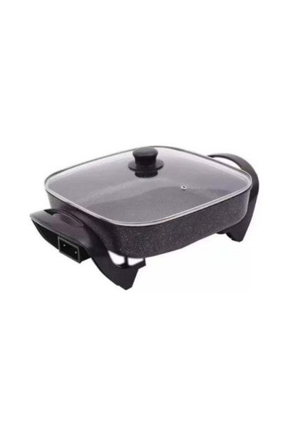 Multifunctional Electric Skillet with Glass Lid, Non-Stick Stone Coating, Large Cooking Surface, Adjustable Temperature Control for Frying, Sautéing and Everyday Meal Preparation